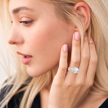 Load image into Gallery viewer, 18K White Gold Plated Love Heart Wedding Rings for Women CZ S925 Sterling Silver Eternity Promise Band Engagement Rings Set Birthday Valentines Jewelry Gifts Her Girlfriend Wife Adults Ideas