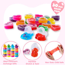 Load image into Gallery viewer, 30 Packs Valentines Slime Hearts for Kids,Valentines Galaxy Hearts Set with Cards for Kids Favors,Valentines Gifts for Class Exchange