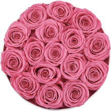 Load image into Gallery viewer, 16-Piece Forever Flowers Preserved Rose in a Box Real Roses That Last a Year Preserved Flowers for Delivery Prime Mothers Day Valentines Day Christmas Day (Pink Roses, round White Box)