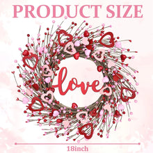Load image into Gallery viewer, 18 Inch Valentine'S Day Wreath for Front Door,Artificial Berry Wreath with Wooden Hearts for Anniversary Wedding Party Decor