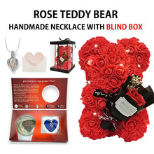 Load image into Gallery viewer, Romantic Valentines Day Gift for Her, Artificial Flowers Necklace Rose Teddy Bear with Real Pearl Blind Box Birthday Gift, Valentiness Day Gift for Monther Wify Girl