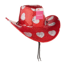 Load image into Gallery viewer, Sequin Hearts Cowboy Hat, Red and Silver, Valentine'S Day by