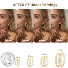 Load image into Gallery viewer, 2 Pairs 18K Gold Plated Hoop Earrings for Women CZ Post Hypoallergenic Earrings Set Birthday Valentines Day Jewelry Gifts Her Mom Wife Girlfriend Female Lady Adults Ideas 20/30MM