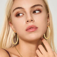 Load image into Gallery viewer, 2 Pairs 18K Gold Plated Hoop Earrings for Women CZ Post Hypoallergenic Earrings Set Birthday Valentines Day Jewelry Gifts Her Mom Wife Girlfriend Female Lady Adults Ideas 40/50MM
