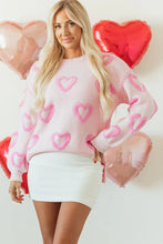 Load image into Gallery viewer, Valentine Heart Bubble Sleeve Baggy Sweater