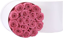 Load image into Gallery viewer, 16-Piece Forever Flowers Preserved Rose in a Box Real Roses That Last a Year Preserved Flowers for Delivery Prime Mothers Day Valentines Day Christmas Day (Pink Roses, round White Box)