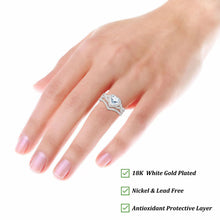 Load image into Gallery viewer, 18K White Gold Plated Love Heart Wedding Rings for Women CZ S925 Sterling Silver Eternity Promise Band Engagement Rings Set Birthday Valentines Jewelry Gifts Her Girlfriend Wife Adults Ideas