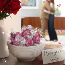 Load image into Gallery viewer, Lindor Valentine Strawberries and Cream White Chocolate Truffles Heart Box - 5.5.Oz
