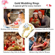 Load image into Gallery viewer, 18K Gold Plated Love Heart Rings for Women Girls CZ March Birthstone Ring with Blue Aquamarine Eternity Promise Band Wedding Birthday Valentines Day Jewelry Gifts Teen Her Adults Kids Ideas Age