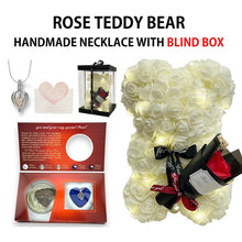 Load image into Gallery viewer, Romantic Valentines Day Gift for Her, Artificial Flowers Necklace Rose Teddy Bear with Real Pearl Blind Box Birthday Gift, Valentiness Day Gift for Monther Wify Girl