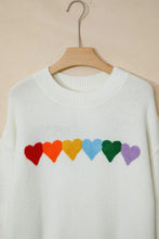 Load image into Gallery viewer, Valentine Heart Chenille Drop Shoulder Sweater
