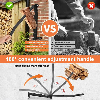 Wall Mount Steel Firewood Splitter,Kindling Wood Cracker Cutting Tool,Firewood Kindling Splitter for Home Indoor Outdoor