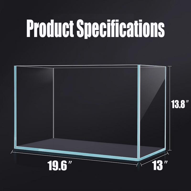 15 Gallon Rimless Aquarium Fish Tank , Ultra-Clear Nano Glass Rectangular Fish Tank L19.6＂×W13＂×H13.8＂ Thickness 6Mm Glass Fish Tank
