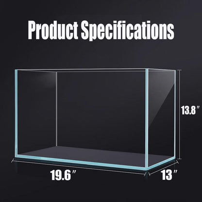 15 Gallon Rimless Aquarium Fish Tank , Ultra-Clear Nano Glass Rectangular Fish Tank L19.6＂×W13＂×H13.8＂ Thickness 6Mm Glass Fish Tank