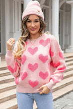 Load image into Gallery viewer, Fuzzy Heart Pink Knit Sweater Valentine
