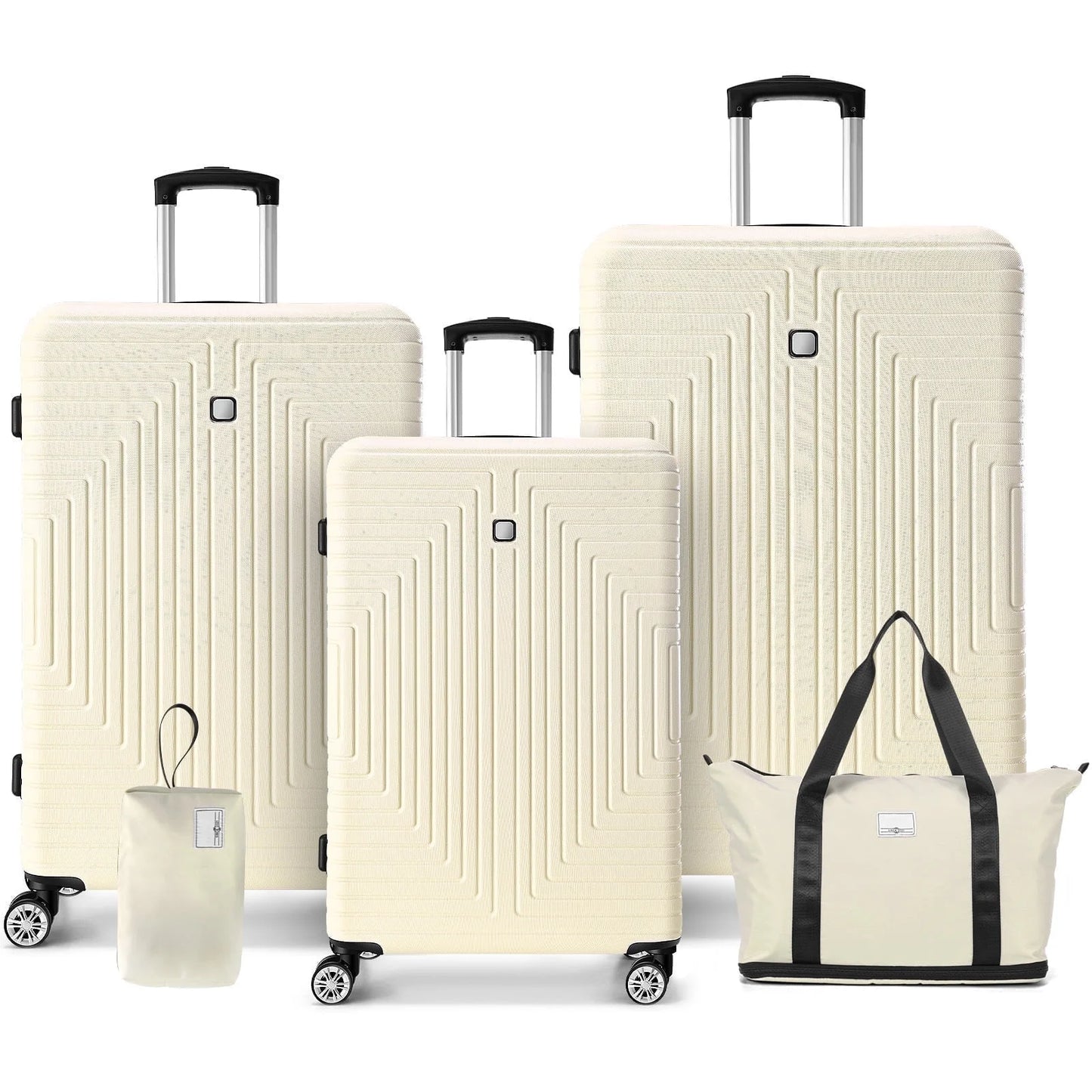 5 Piece Hardshell Luggage Set, Lightweight Suitcase with TSA Lock Spinner Wheels Beige