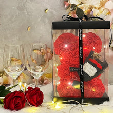 Load image into Gallery viewer, Romantic Valentines Day Gift for Her, Artificial Flowers Necklace Rose Teddy Bear with Real Pearl Blind Box Birthday Gift, Valentiness Day Gift for Monther Wify Girl
