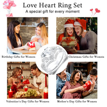 Load image into Gallery viewer, 18K White Gold Plated Love Heart Wedding Rings for Women CZ S925 Sterling Silver Eternity Promise Band Engagement Rings Set Birthday Valentines Jewelry Gifts Her Girlfriend Wife Adults Ideas
