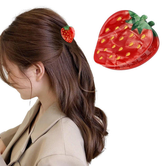 Strawberry Hair Clips, Strawberry Hair Accessories Hair Clip for Women, Small Fun Fruit Hair Claw Clips Strawberry Gifts