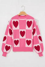 Load image into Gallery viewer, Valentine Heart Checker Crewneck Sweater
