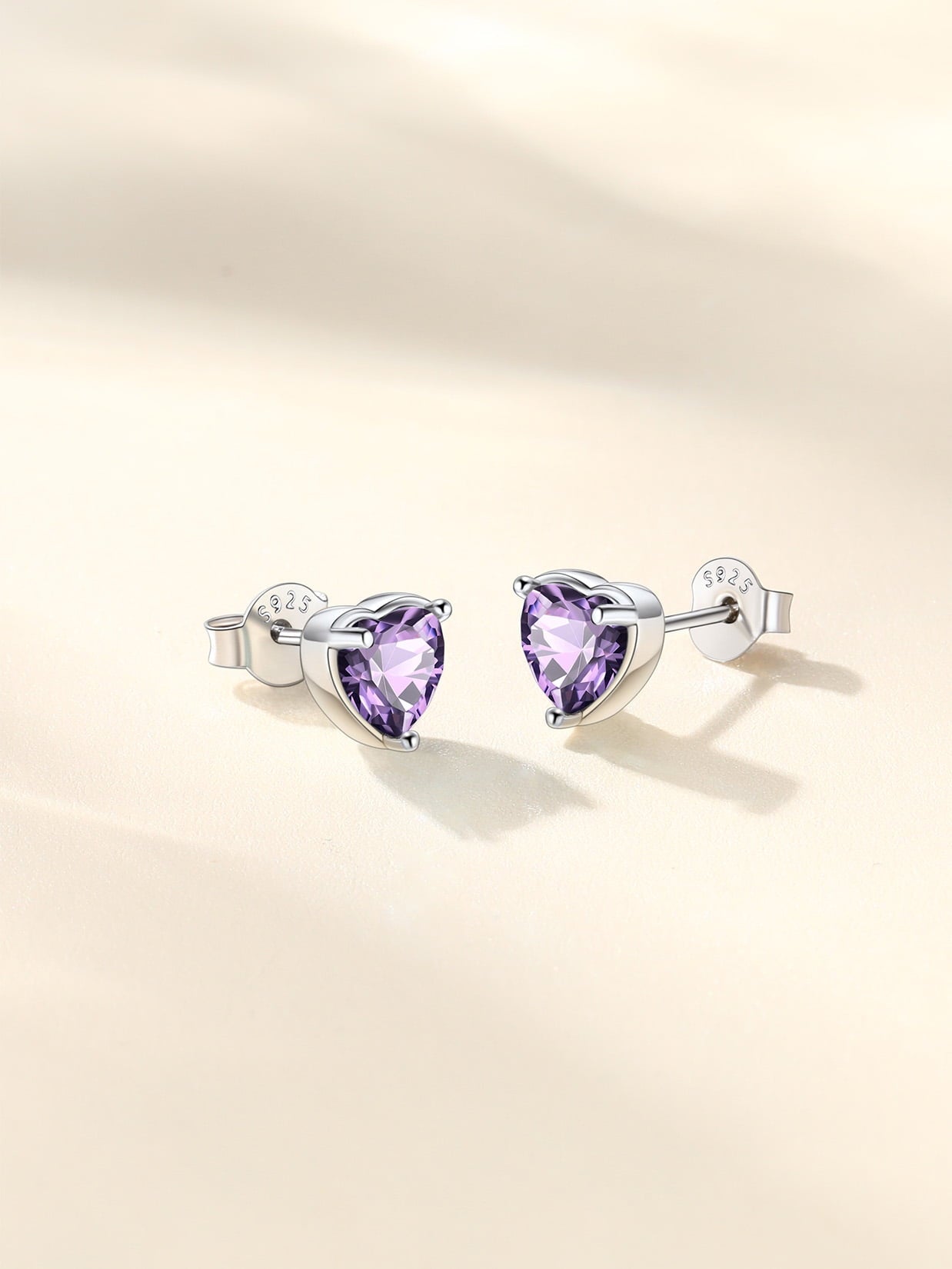 Silver Earrings for Women 925 Sterling Silver Heart Birthstone Stud Earrings Birthday Jewelry Gift