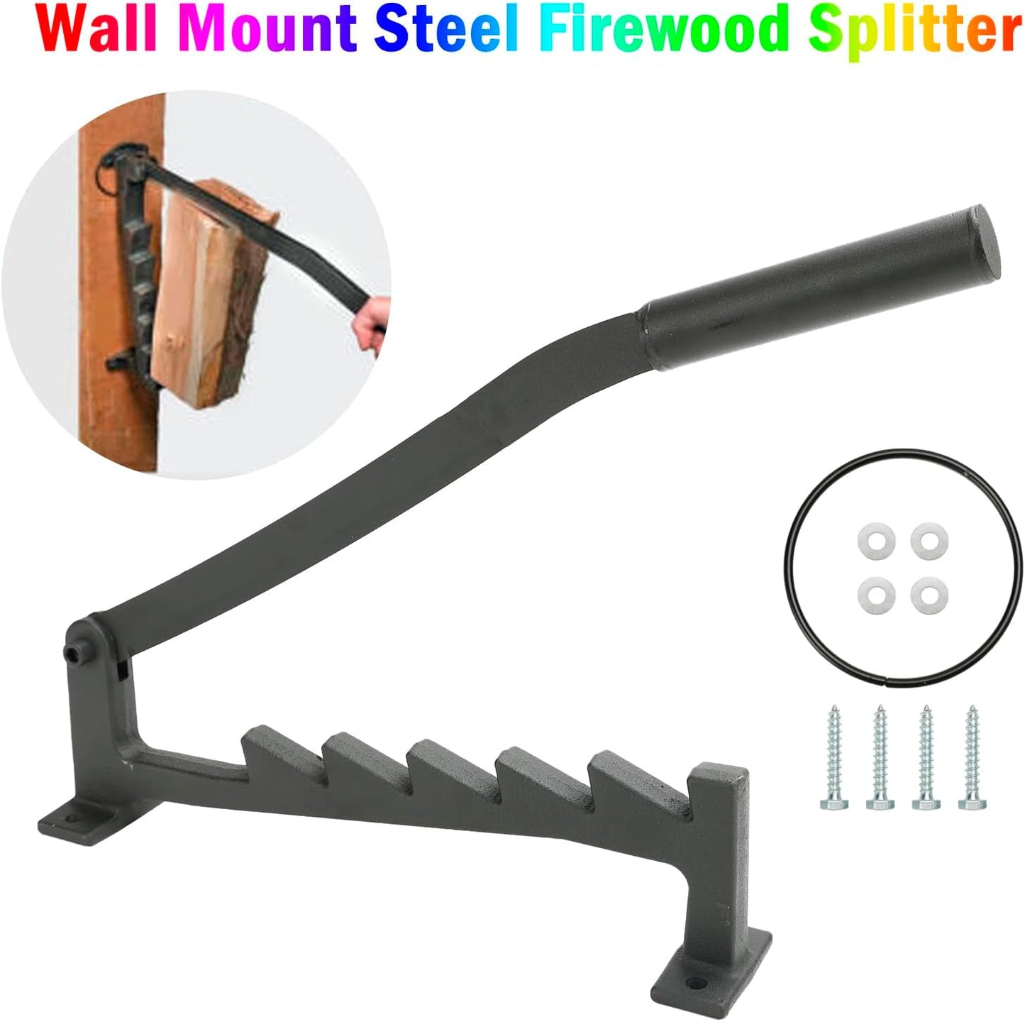 Wall Mount Steel Firewood Splitter,Kindling Wood Cracker Cutting Tool,Firewood Kindling Splitter for Home Indoor Outdoor