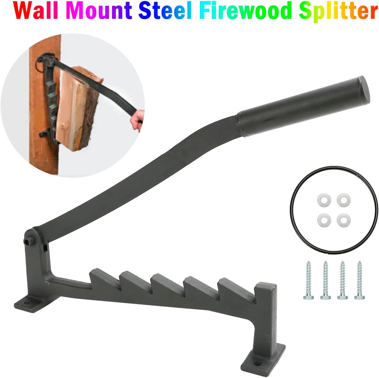 Wall Mount Steel Firewood Splitter,Kindling Wood Cracker Cutting Tool,Firewood Kindling Splitter for Home Indoor Outdoor