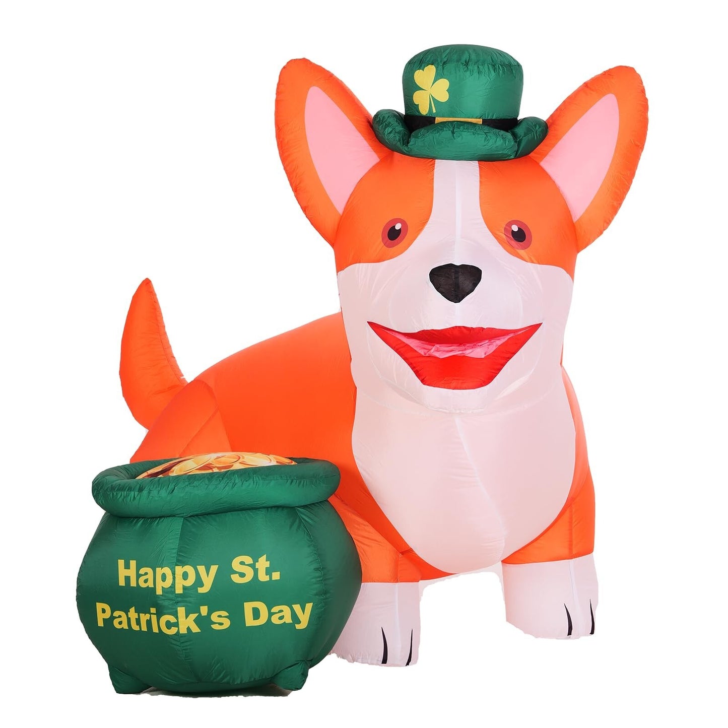 6FT St. Patrick'S Day Inflatables Corgi Yard Decoration, Blow up Dog with Gol...