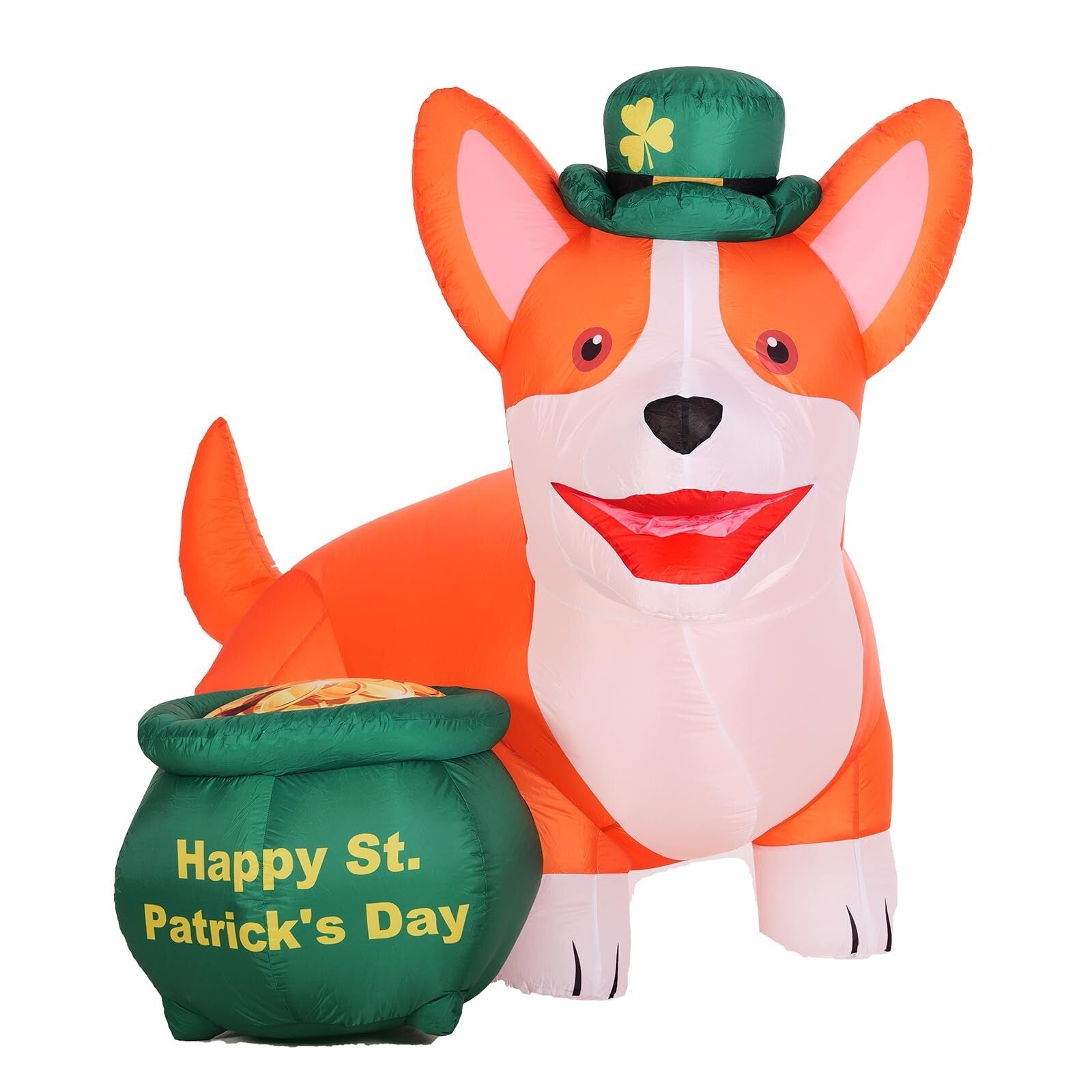 6FT St. Patrick'S Day Inflatables Corgi Yard Decoration, Blow up Dog with Gol...
