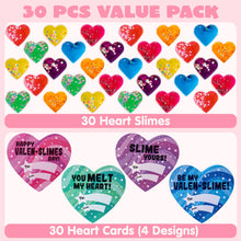 Load image into Gallery viewer, 30 Packs Valentines Slime Hearts for Kids,Valentines Galaxy Hearts Set with Cards for Kids Favors,Valentines Gifts for Class Exchange

