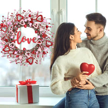 Load image into Gallery viewer, 18 Inch Valentine'S Day Wreath for Front Door,Artificial Berry Wreath with Wooden Hearts for Anniversary Wedding Party Decor
