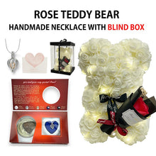 Load image into Gallery viewer, Romantic Valentines Day Gift for Her, Artificial Flowers Necklace Rose Teddy Bear with Real Pearl Blind Box Birthday Gift, Valentiness Day Gift for Monther Wify Girl
