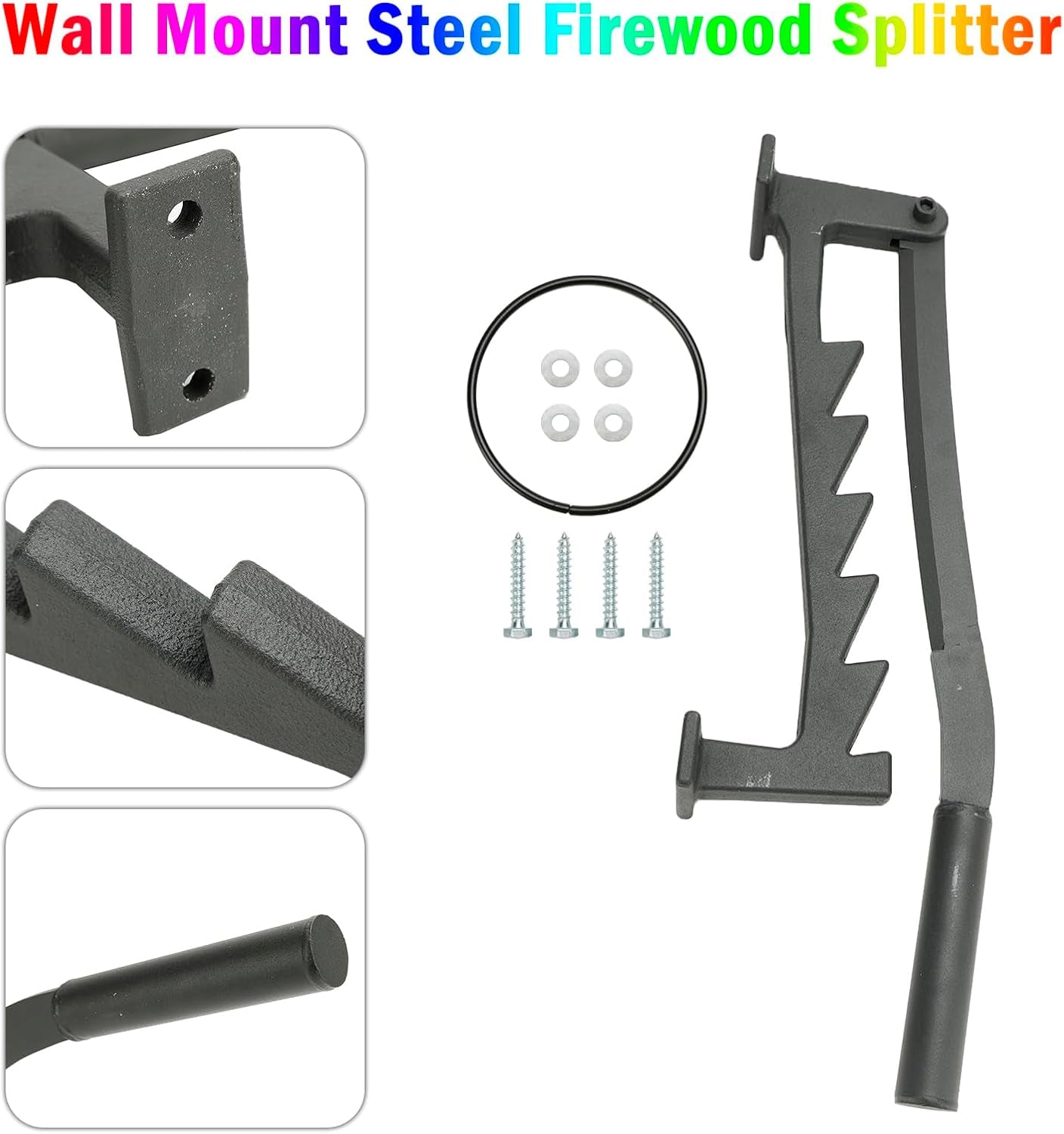 Wall Mount Steel Firewood Splitter,Kindling Wood Cracker Cutting Tool,Firewood Kindling Splitter for Home Indoor Outdoor