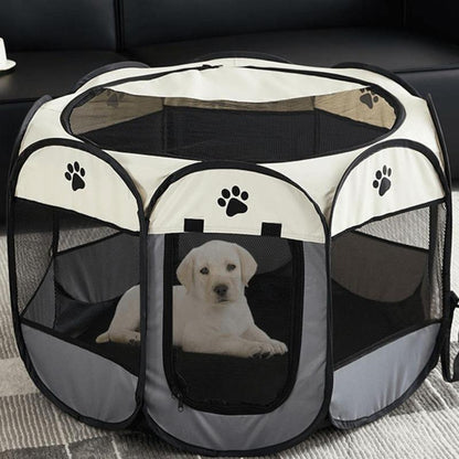 Dog Cat Playpen, Puppy Pet Playpen Indoor for Small Dogs Tent Crates Cage Outdoor, Portable Pop up Dog Kennel Playpen Cat Tent for Dogs/Cats/Rabbits, Removable Zipper Top