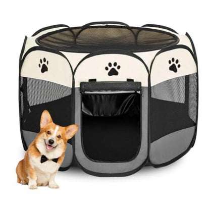 Dog Cat Playpen, Puppy Pet Playpen Indoor for Small Dogs Tent Crates Cage Outdoor, Portable Pop up Dog Kennel Playpen Cat Tent for Dogs/Cats/Rabbits, Removable Zipper Top