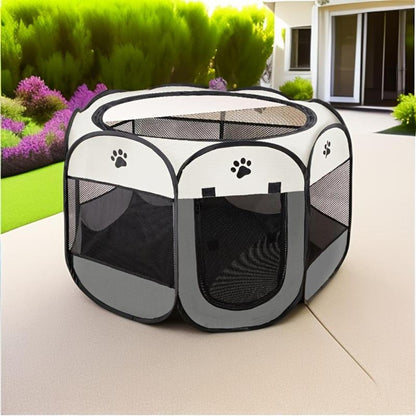 Dog Cat Playpen, Puppy Pet Playpen Indoor for Small Dogs Tent Crates Cage Outdoor, Portable Pop up Dog Kennel Playpen Cat Tent for Dogs/Cats/Rabbits, Removable Zipper Top