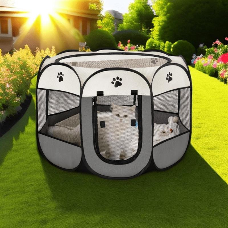 Dog Cat Playpen, Puppy Pet Playpen Indoor for Small Dogs Tent Crates Cage Outdoor, Portable Pop up Dog Kennel Playpen Cat Tent for Dogs/Cats/Rabbits, Removable Zipper Top