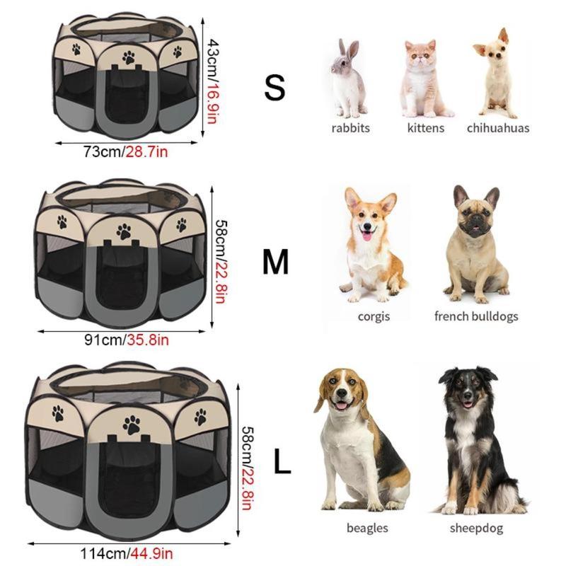 Dog Cat Playpen, Puppy Pet Playpen Indoor for Small Dogs Tent Crates Cage Outdoor, Portable Pop up Dog Kennel Playpen Cat Tent for Dogs/Cats/Rabbits, Removable Zipper Top