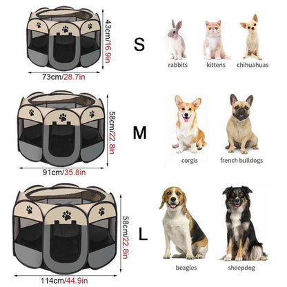 Dog Cat Playpen, Puppy Pet Playpen Indoor for Small Dogs Tent Crates Cage Outdoor, Portable Pop up Dog Kennel Playpen Cat Tent for Dogs/Cats/Rabbits, Removable Zipper Top