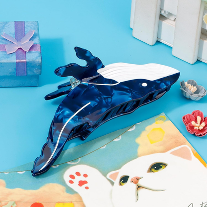 Whale Hair Clips, Cute Ocean Sea Animal Hair Claw Clip for Women Girls, Acetate Nautical Marine Hair Accessories Gift