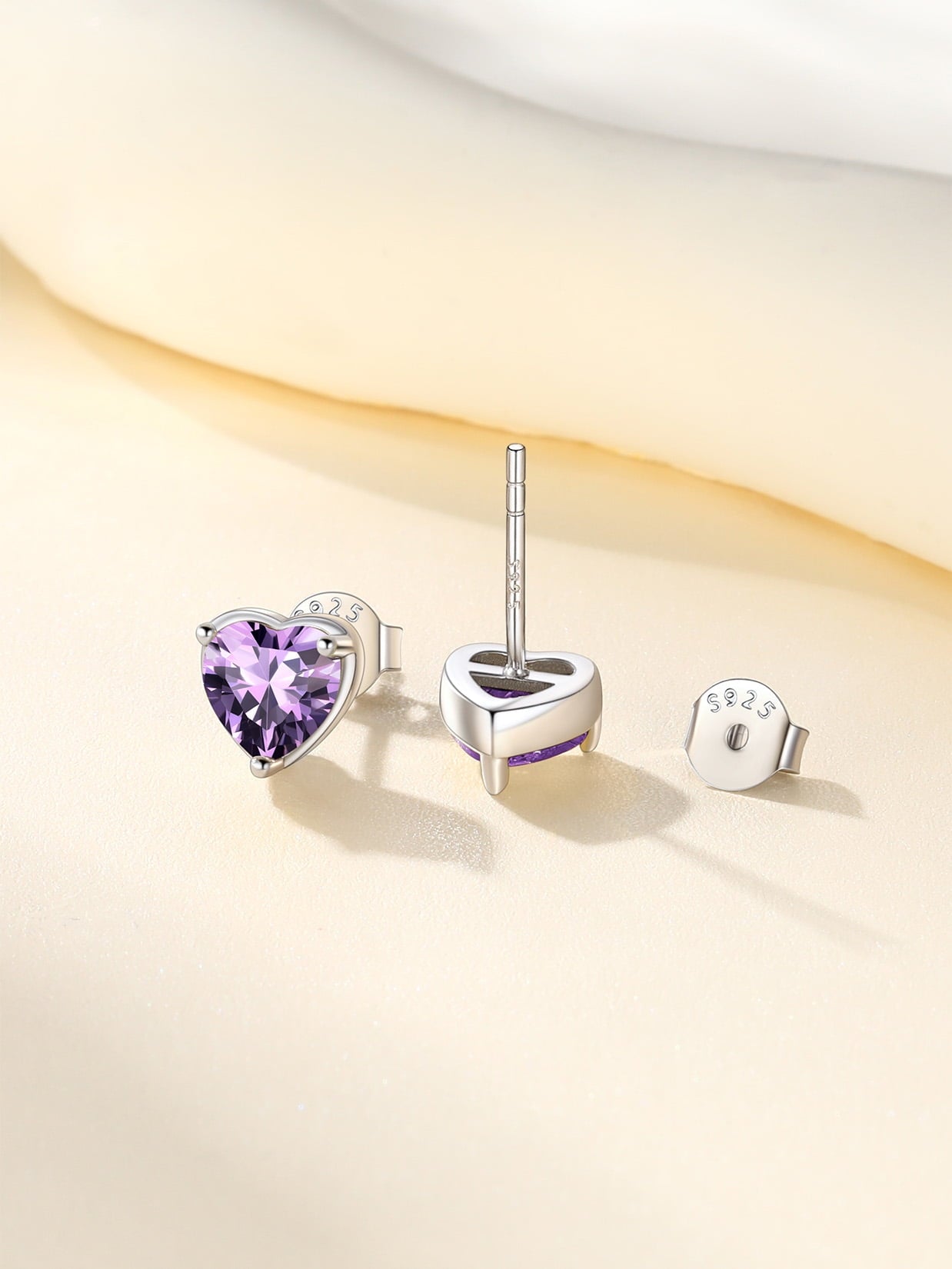 Silver Earrings for Women 925 Sterling Silver Heart Birthstone Stud Earrings Birthday Jewelry Gift