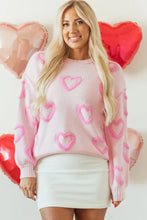 Load image into Gallery viewer, Valentine Heart Bubble Sleeve Baggy Sweater
