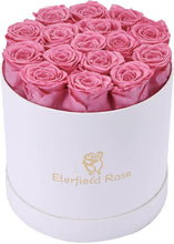 Load image into Gallery viewer, 16-Piece Forever Flowers Preserved Rose in a Box Real Roses That Last a Year Preserved Flowers for Delivery Prime Mothers Day Valentines Day Christmas Day (Pink Roses, round White Box)
