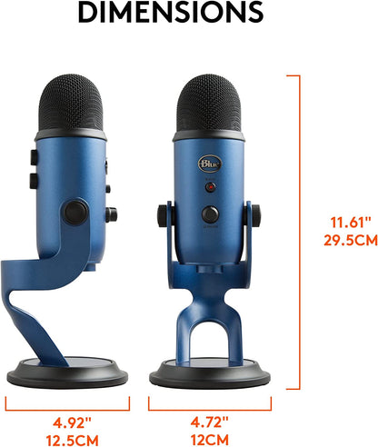 Logitech Creators  Yeti USB Microphone for Gaming, Streaming, Podcast, Youtube, Discord, PC, Studio Sound, Plug & Play-Midnight