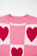 Load image into Gallery viewer, Valentine Heart Checker Crewneck Sweater
