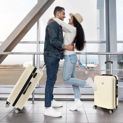 5 Piece Hardshell Luggage Set, Lightweight Suitcase with TSA Lock Spinner Wheels Beige