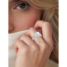 Load image into Gallery viewer, 18K White Gold Plated Love Heart Wedding Rings for Women CZ S925 Sterling Silver Eternity Promise Band Engagement Rings Set Birthday Valentines Jewelry Gifts Her Girlfriend Wife Adults Ideas
