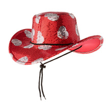 Load image into Gallery viewer, Sequin Hearts Cowboy Hat, Red and Silver, Valentine'S Day by
