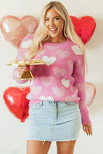 Load image into Gallery viewer, Valentine Heart Pearl Crewneck Sweater
