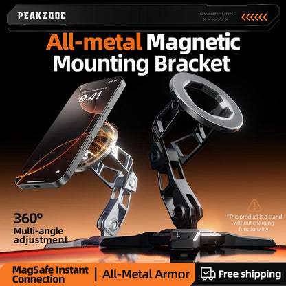 Aluminum Alloy Mini Compatible Stand with Magsafe Iphone 17/16/15/14/13/12 Series, Foldable Strong Magnetic Phone Stand, Mult-Angle Adjustment Selfie Stick